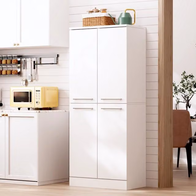 Mobile colonna cucina MIVRAY bianco lucido con ripiani regolabili L/P/H: 76 x 42 x 180 cm