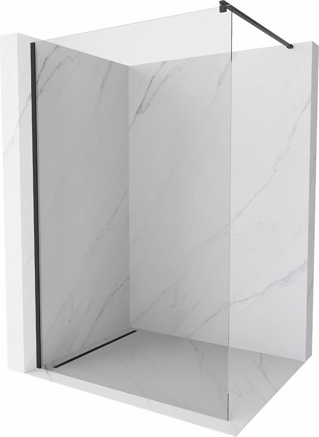 Mexen Kioto parete doccia Walk-in 180 x 200 cm, trasparente 8 mm, nero - 800-180-101-70-00