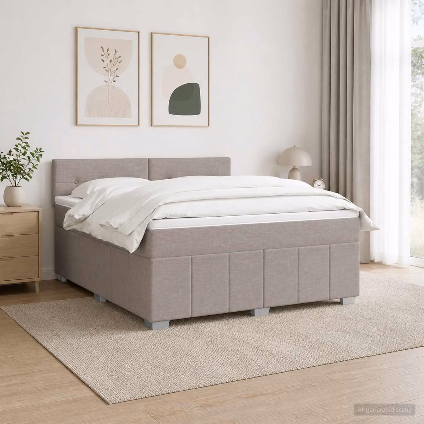 Maison Exclusive - Letto boxspring a LED con materasso color taupe 180 x 200 cm in tessuto