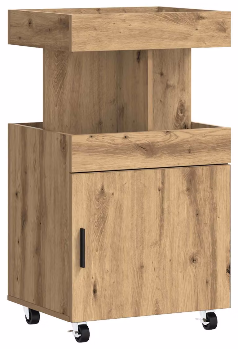 Carrello bar in legno effetto quercia, dimensioni 50 x 41 x 89 cm