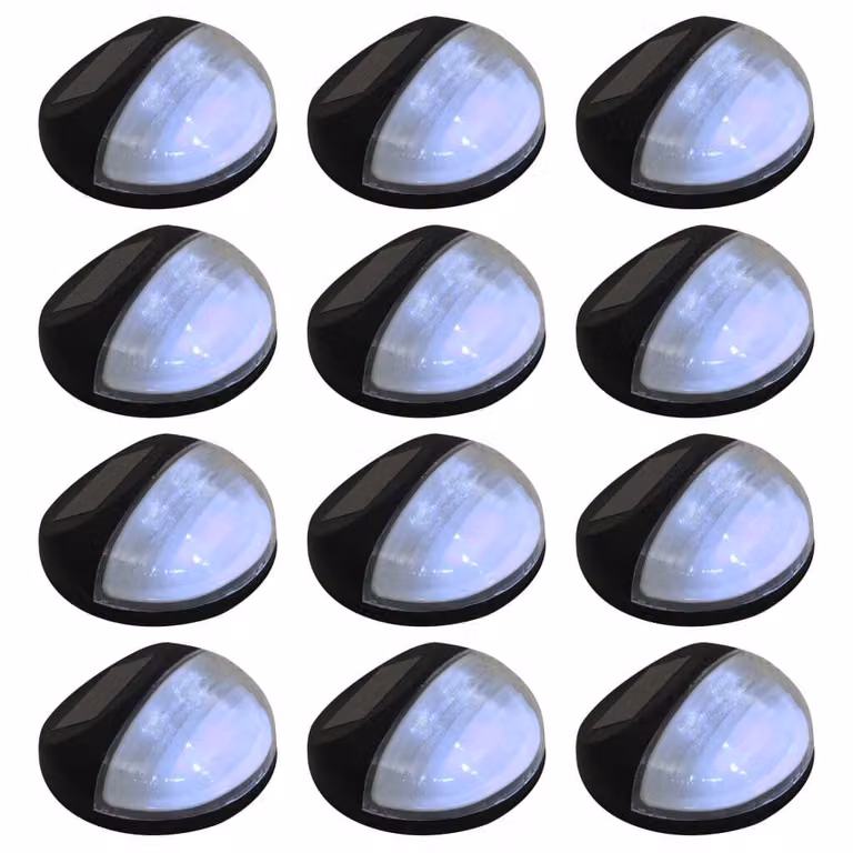 The Living Store Applique solari da esterno LED 12 pz. Rotondo nero