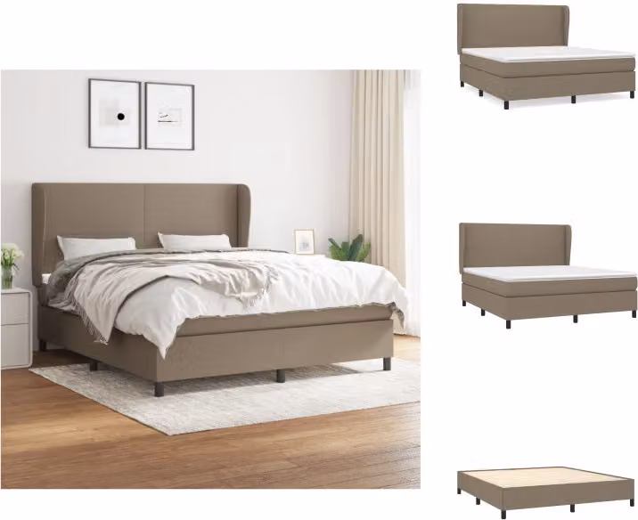 vidaXL Letto a molle con materasso in tessuto tortora 160x200 cm - Letti e strutture letto