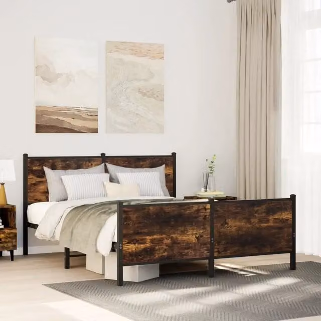 Giroletto VIDAXL in metallo color rovere fumo senza materasso L/P/H: 140 x 190 x 91,5 cm – 1