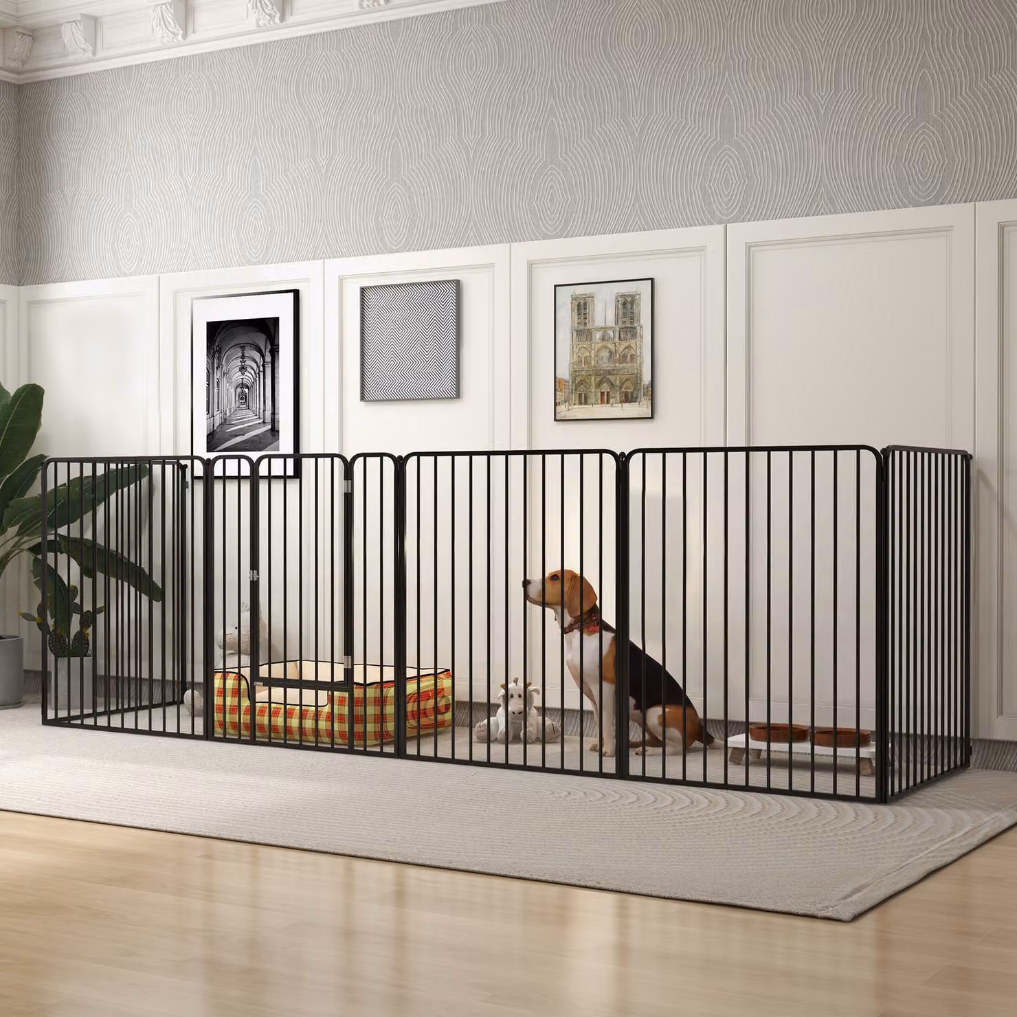 Recinto per cani grandi modulabile Aosom PawHut in acciaio nero, L 164 x P 83 x H 100 cm – 2