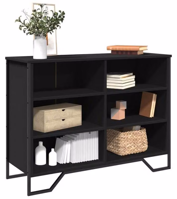 Comodino di 101x35,5x74,5 cm, realizzato in legno lavorato e rifinito in elegante nero