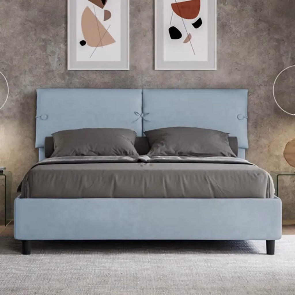 Letto matrimoniale contenitore Sleeper Ityhome imbottito in microfibra azzurro L/P/H: 160 x 210 x 110 cm – 2