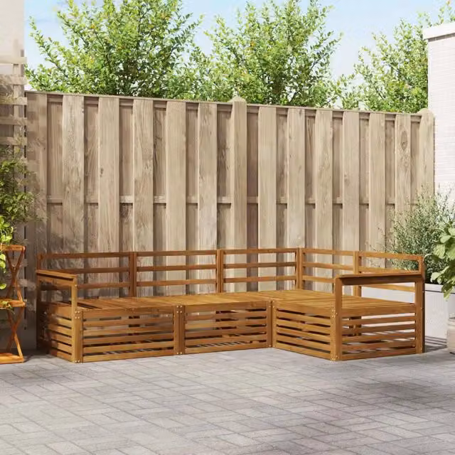Set di divani da esterno 4 pz Naturale Legno di Acacia Massello 3373364