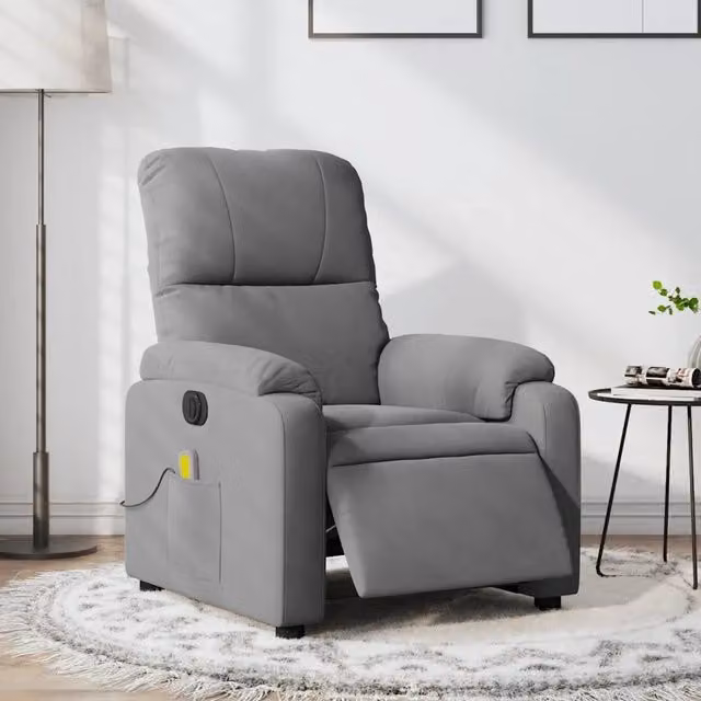 Divano Sedia-Poltrona Reclinante Massaggi Elettrica Grigio Scuro Microfibra 108591