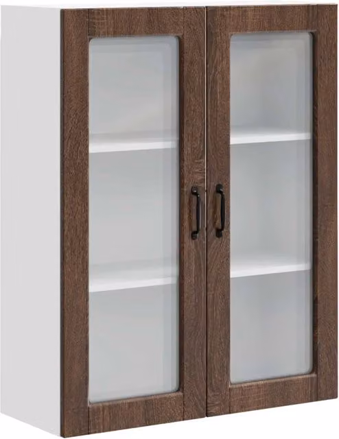 Pensile da cucina PORTO Design In in rovere marrone con ante in vetro e L/P/H: 80 x 31 x 100 cm
