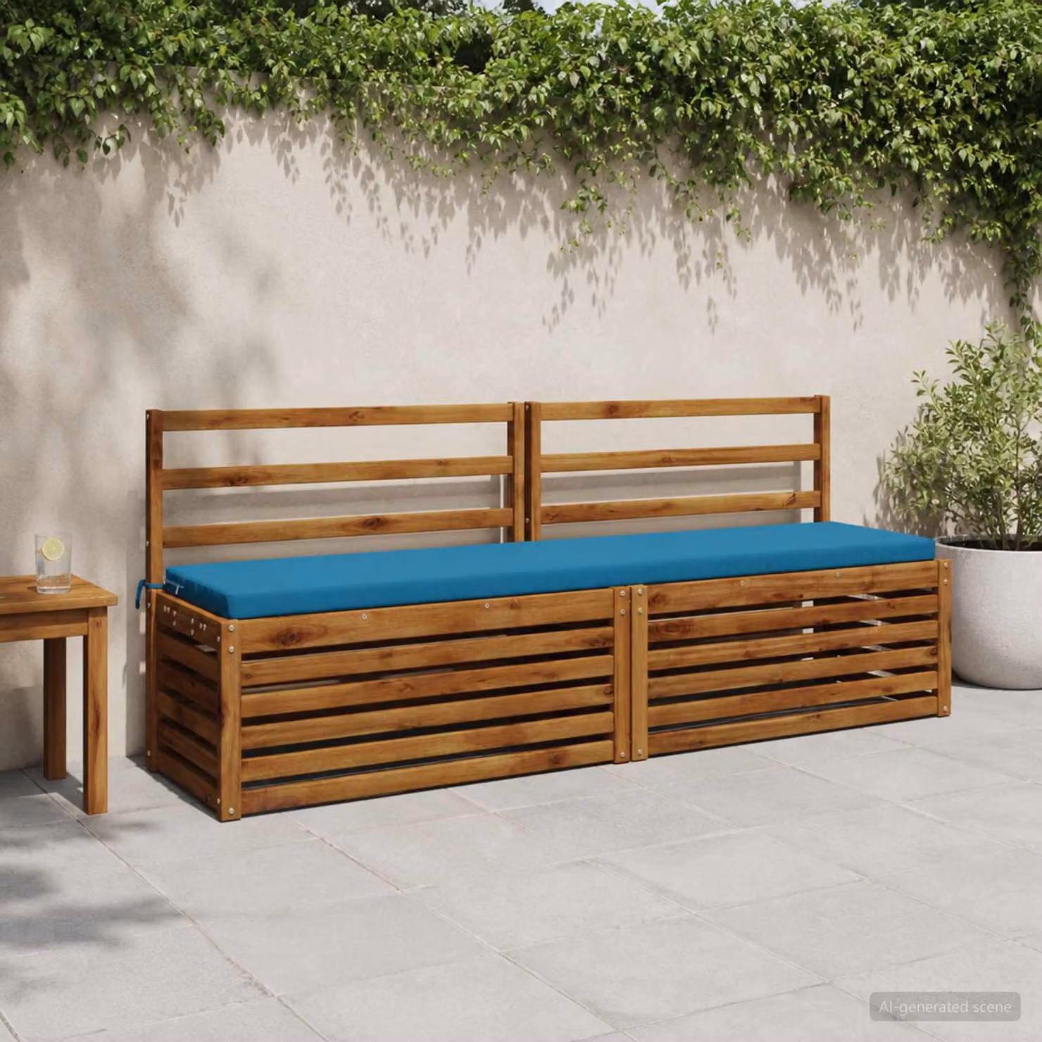 Cuscino per panchina vidaXL SOEST rettangolare in poliestere azzurro con rivestimento rimovibile e resistenza ai raggi UV