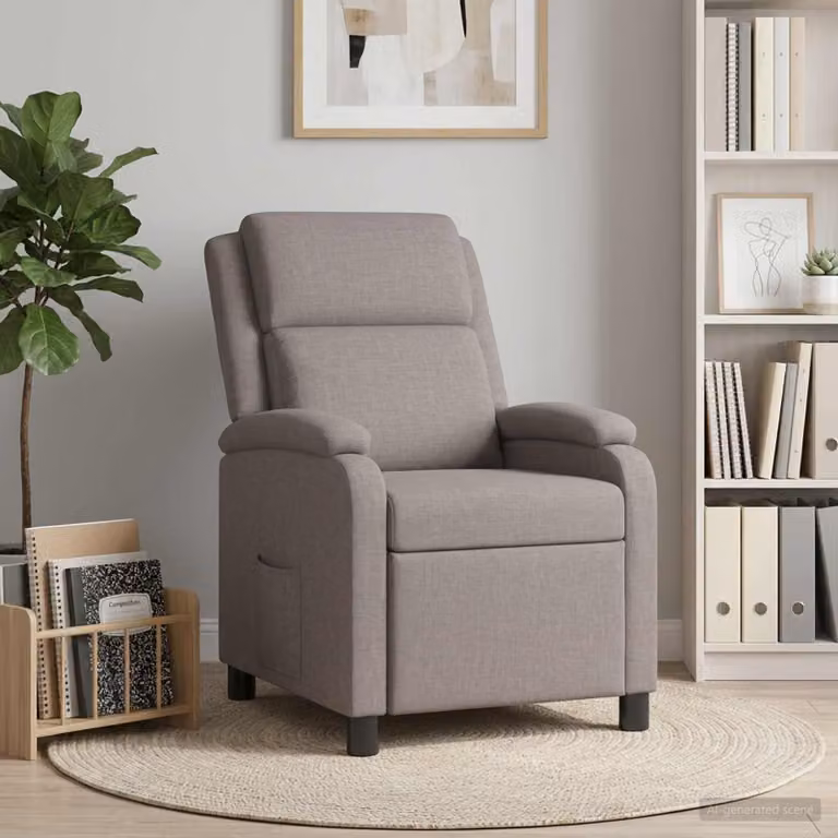 Poltrona reclinabile relax vidaXL in tessuto beige e grigio con braccioli e design moderno