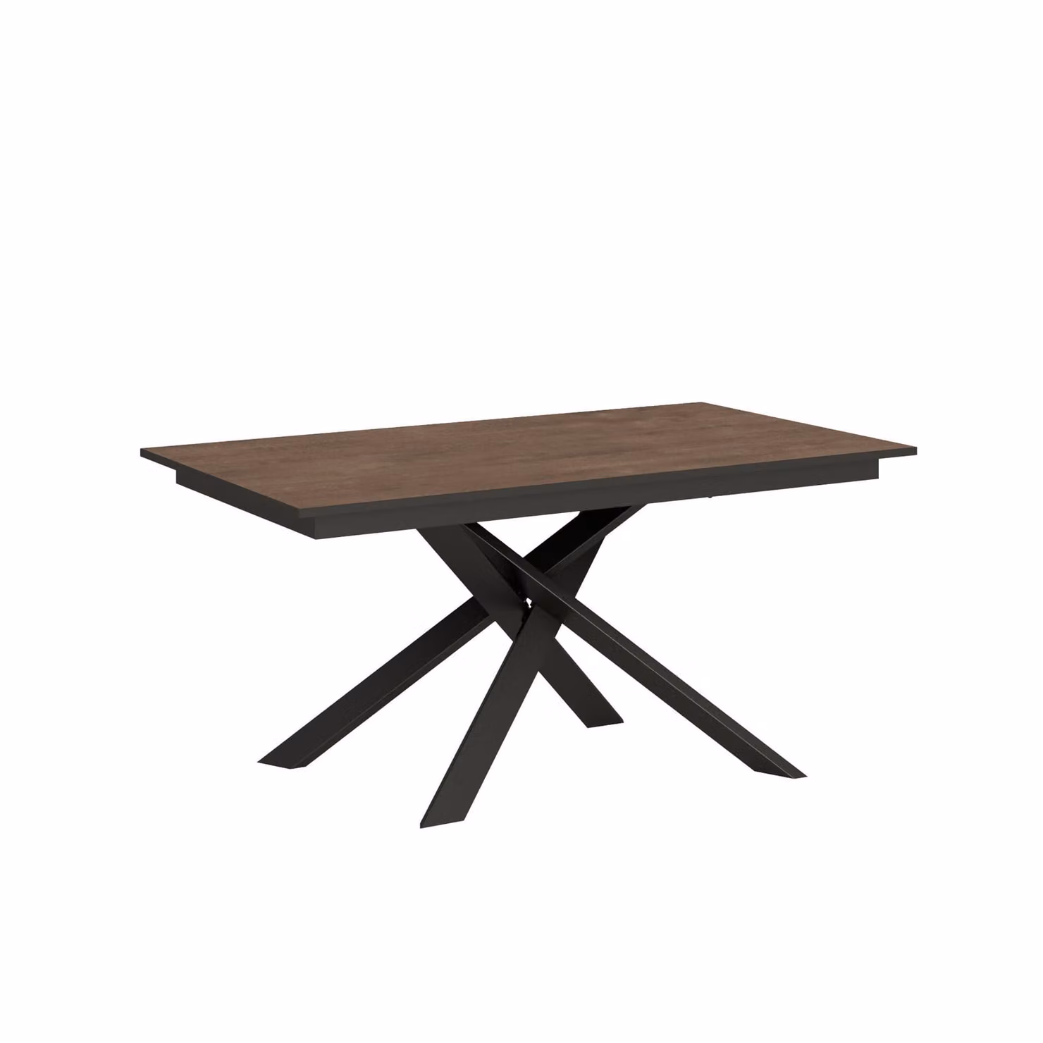 ITYHOME - Tavolo allungabile 160/220x80 cm Ganty noce - bordo antracite telaio e gambe antracite