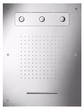 Herzbach LIVING SPA, soffione a incasso per doccia a pioggia, 630x480 mm, getto pioggia/getto massaggio/getto sequenziale, finitura spazzolata