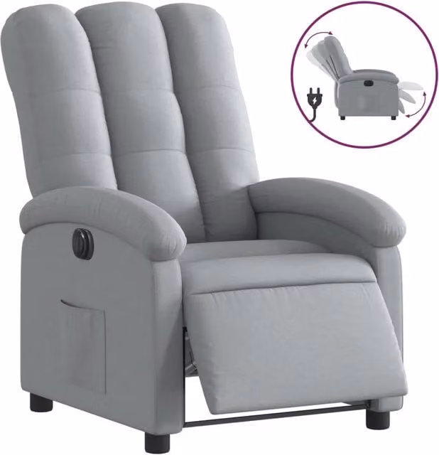 Poltrona | Sedia Relax Elettrica Reclinabile Grigio Chiaro in Tessuto