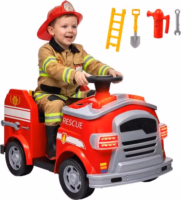 Auto Elettrica Pompieri ¨C Xylo ¨C 3 km/h con Sirena e Luci Blu per Bambini 3-5 Anni