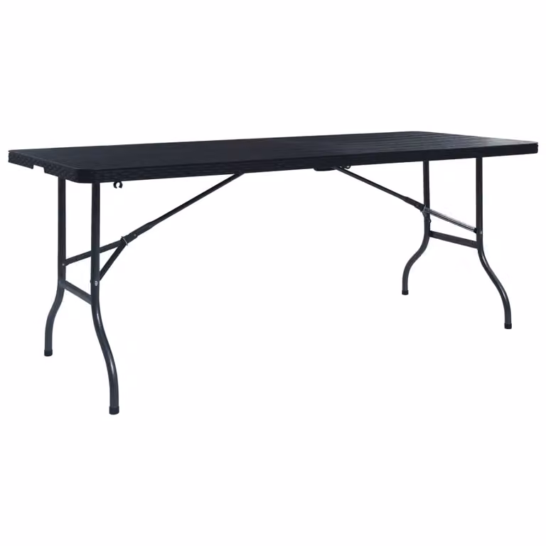 The Living Store Tavolo da giardino pieghevole nero 180×75×72 cm HDPE look rattan