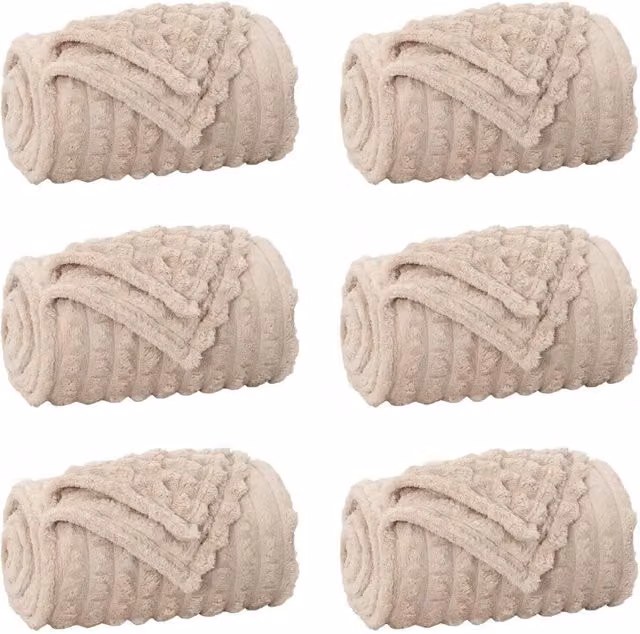 Coperte da Pile 6 pz Beige 270 x 240 cm Panno