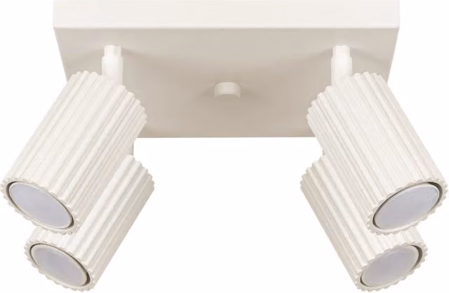 Plafoniera moderna Pure Lume beige in alluminio orientabile con 4 faretti GU10, Diametro: 25 cm