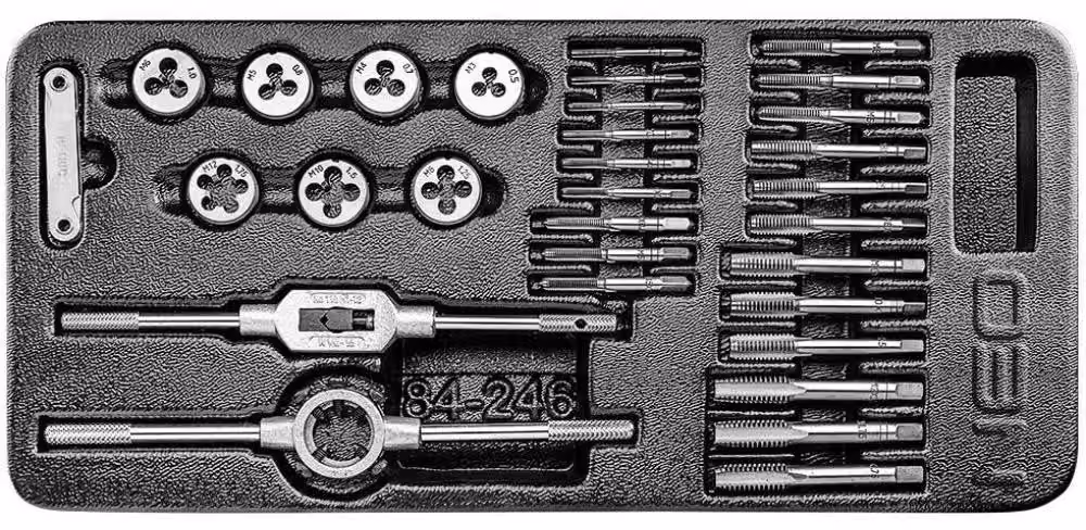 NEO TOOLS Filiere e maschi per filettatura, set da 31 pezzi, inserto