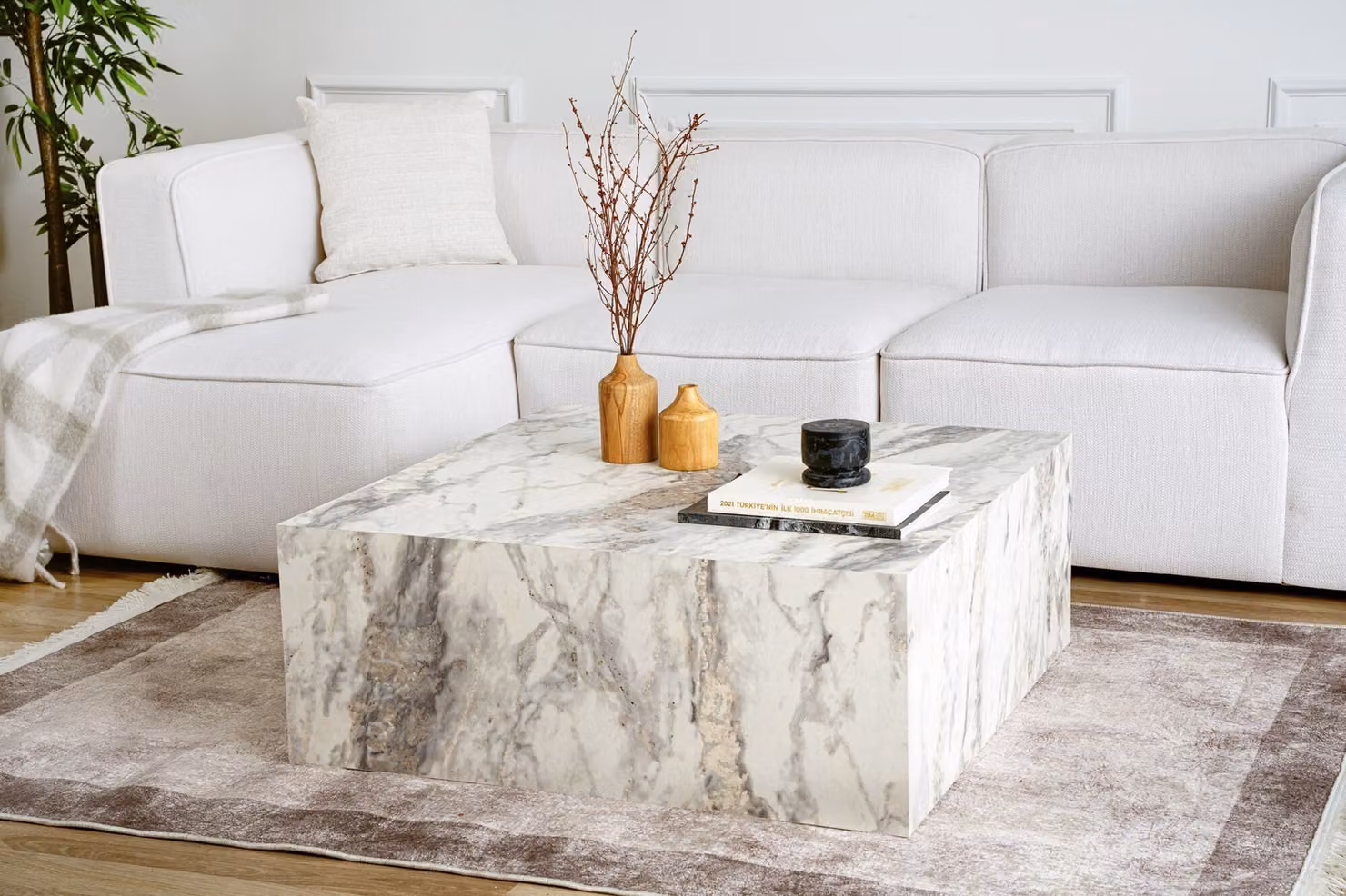 Skye Decor, Prizma, tavolini, marmo fresia, MDF, 90 x 35 x 90 cm