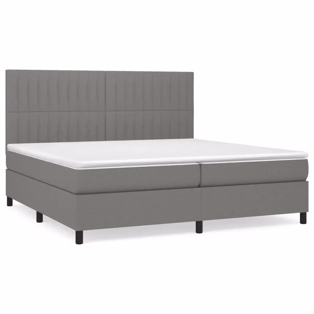 Letto Ibrido vidaXL con Giroletto a Molle e Materasso in Tessuto Grigio e Bianco 200x200 cm – 2