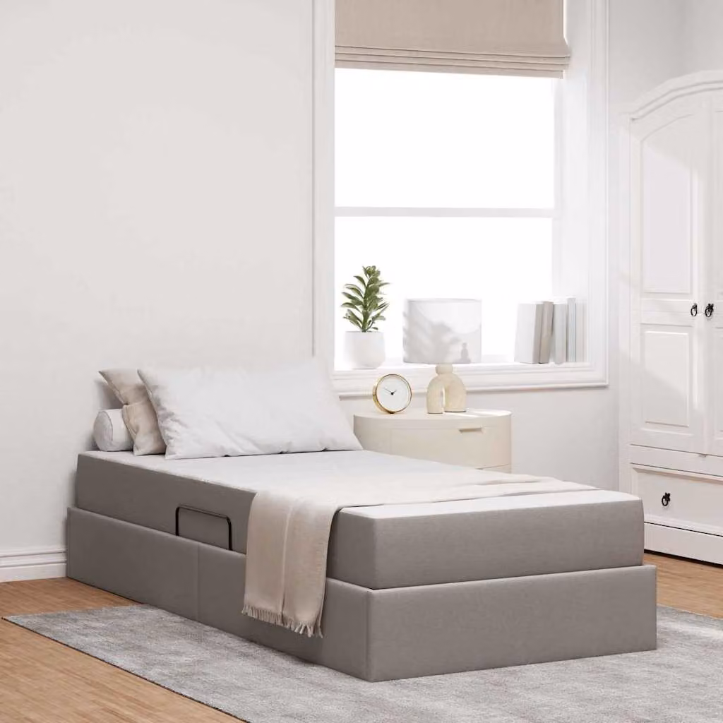Letto con contenitore e materasso Talpa vidaXL in poliestere e metallo, L/P/H: 200 x 90 x 43,5 cm, disponibile in beige o grigio – 1