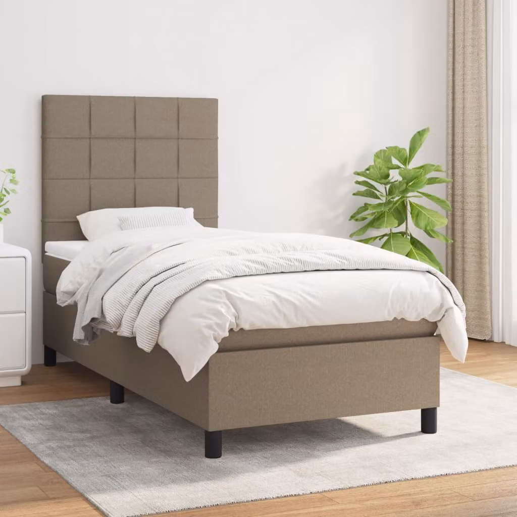 vidaXL Letto Ibrido con Giroletto a Molle e Materasso con Tasche Individuali, Colore Tortora, L/P/H: 90 x 200 cm