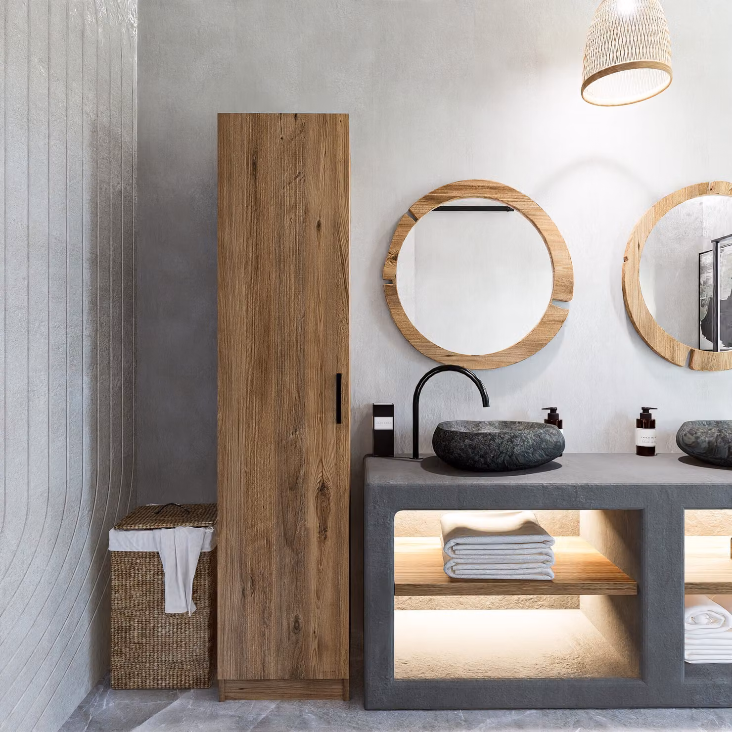 Skye Decor, Yaman 1 Door - Walnut, armadio, noce, pannelli truciolari rivestiti al 100% in melamina, 40 x 47 x 182 cm