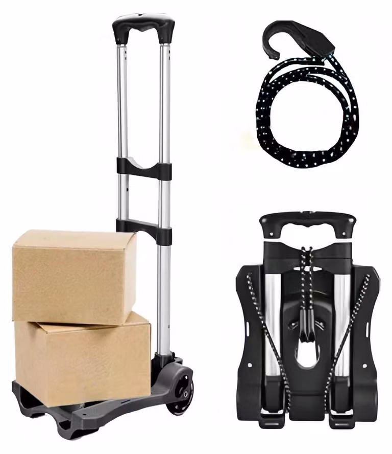 Carrello pieghevole per il trasporto di carichi, con maniglia regolabile e ruote in poliuretano, con capacità fino a 40 kg