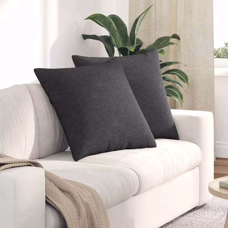 Set di 2 cuscini da divano quadrati vidaXL in velluto a coste grigio, L 80 x P 80 cm