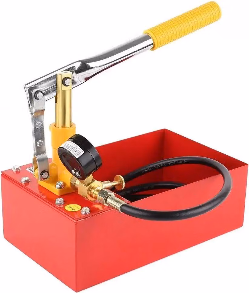 Pompa per prove di pressione idrostatica - Idraulica manuale - 25 bar - Serbatoio da 5 L - Ghisa - Tubo flessibile 12 mm × 1,8 m - 3,3 kg