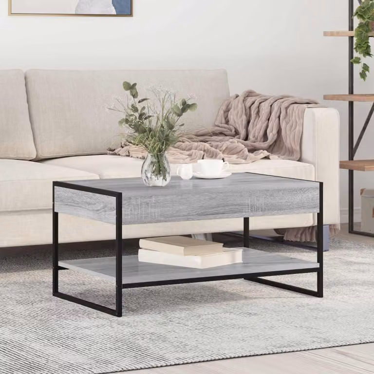 Maison Exclusive - Tavolino Sonoma grigio 80 x 50 x 40 cm Materiale ligneo