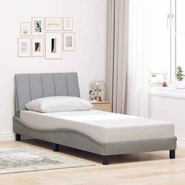 Giroletto senza materasso Hanko vidaXL Grigio Chiaro L/P/H: 90 x 190 cm