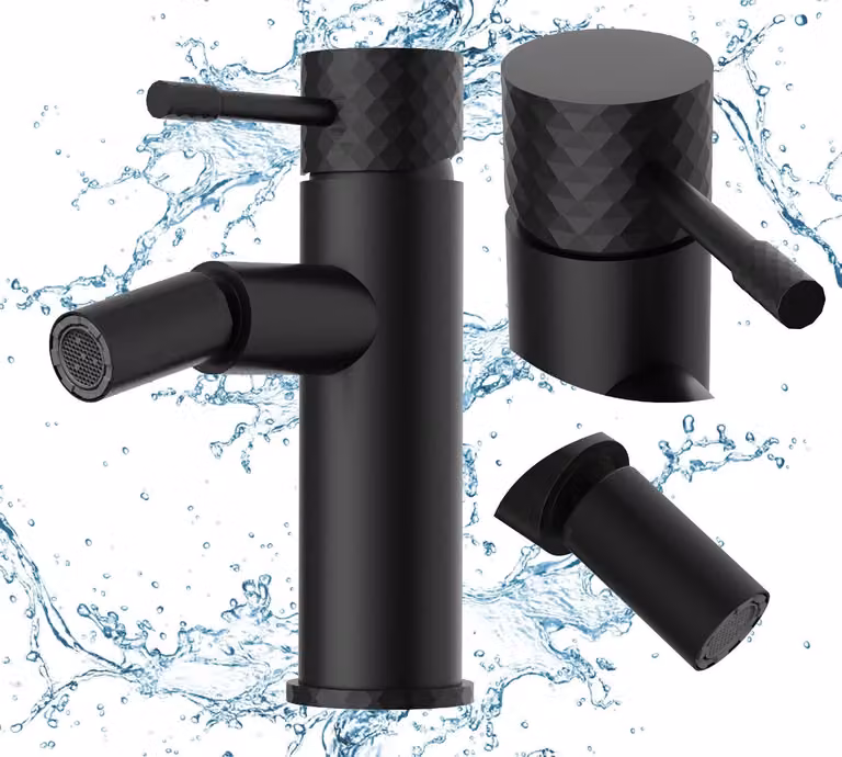 Granitan - Miscelatore bidet - Rubinetto bagno altezza 17,8 cm - Rubinetto nero - GLAMI