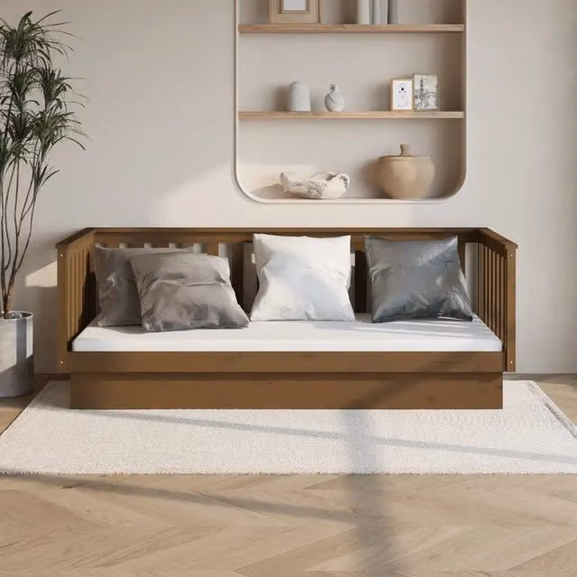 Dormeuse Ambra vidaXL in legno massello di pino marrone L/P/H: 200 x 80 x 37 cm