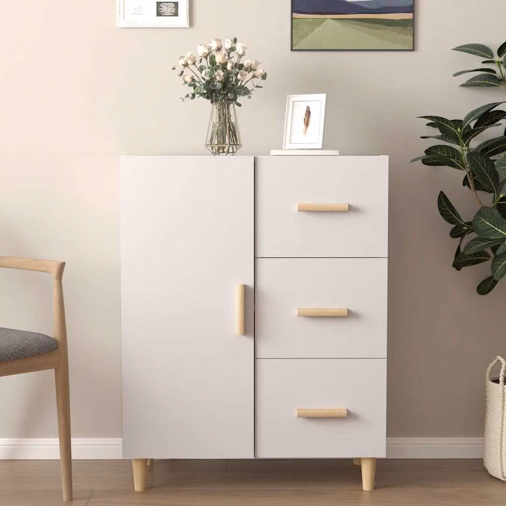 Credenza moderna bianca vidaXL in legno e MDF da appendere al muro L: 69,5 cm, P: 34 cm, H: 90 cm