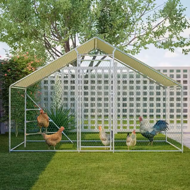 Recinto per polli 3x2 m in metallo con copertura impermeabile e porta bloccabile