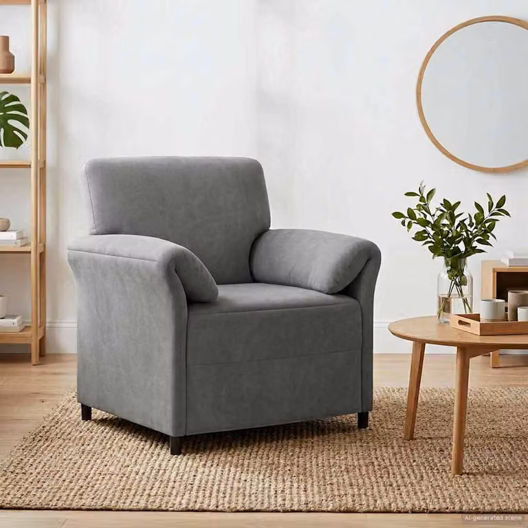 Divano singolo vidaXL in velluto grigio scuro con struttura in metallo L 88 cm x P 83 cm x H 95 cm