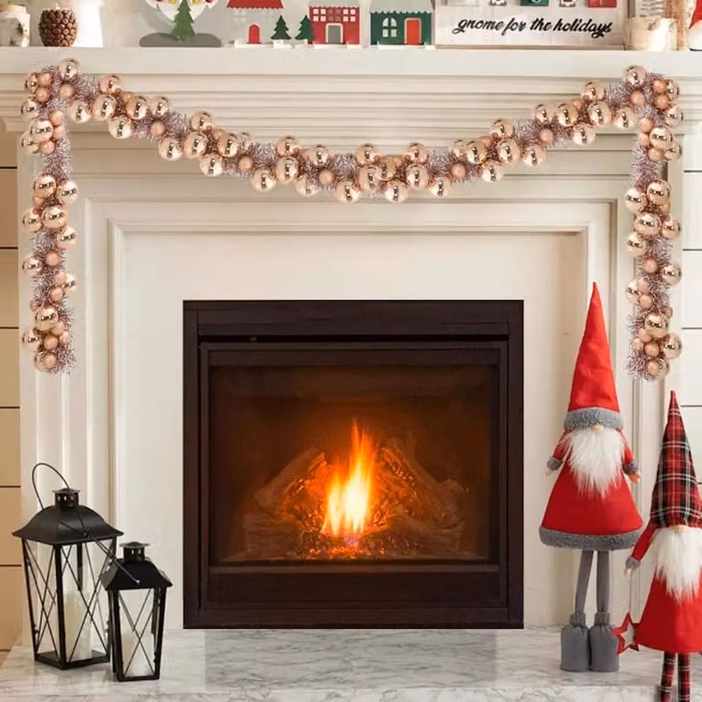 Ghirlanda di Natale con Palline LED vidaXL, Colore Oro Rosa, Lunghezza: 186 cm