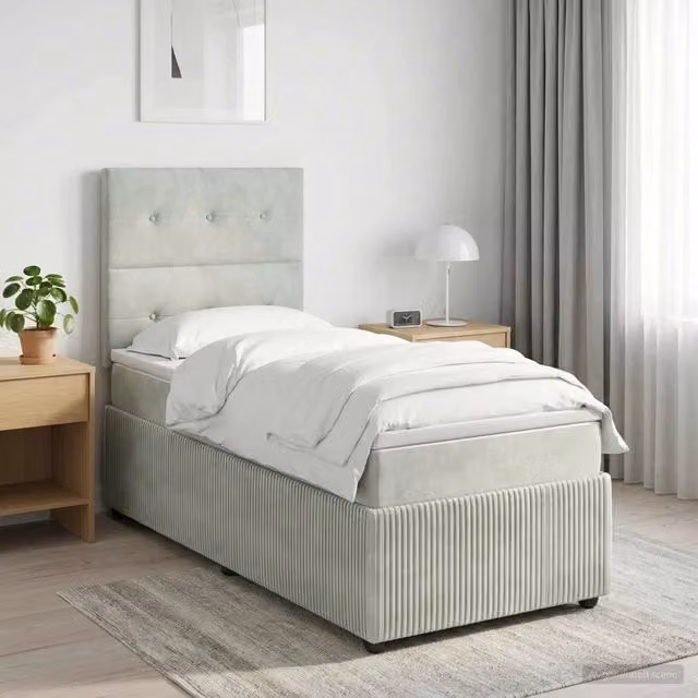 Letto box spring con materasso Grigio Chiaro 90 x 200 cm 3454529