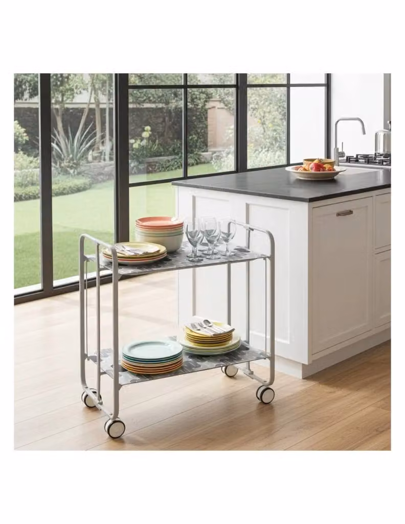 Carrello da cucina pieghevole Don Hierro grigio con 2 ripiani e ruote L/P/H: 72,0 x 43,0 x 66,0 cm – 2