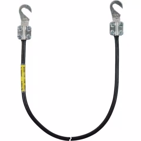 Cavo di messa a terra Dehn, sezione 16mm², lunghezza 1,5 metri, flessibile, con 2 connettori a crimpare (tipo B), terminali aperti M8/M10, codice prodotto 416015