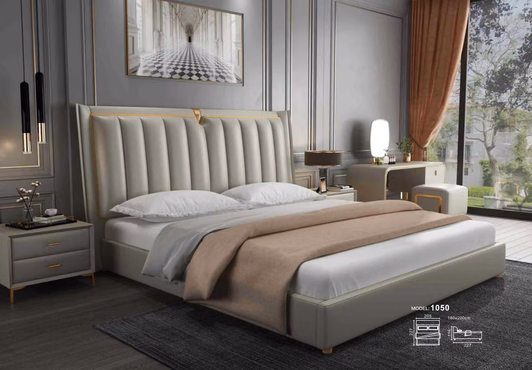 Luxus Bett Polsterbett Leder Gestell Schlafzimmer Betten 180x200cm Doppelbett