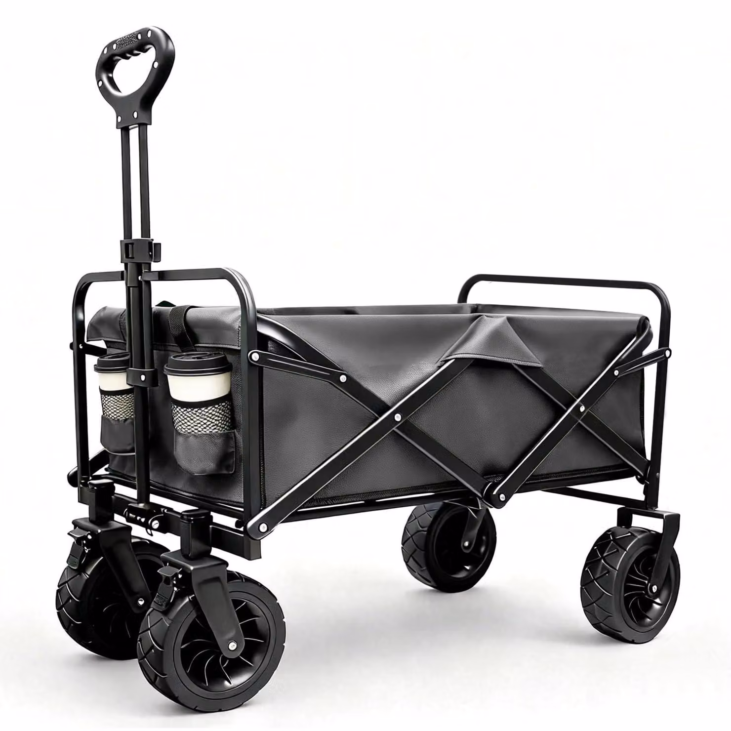 Carrello pieghevole, capacità di carico di 200 litri, portata massima di 200 kg, con freno, adatto per terreni accidentati e spiagge