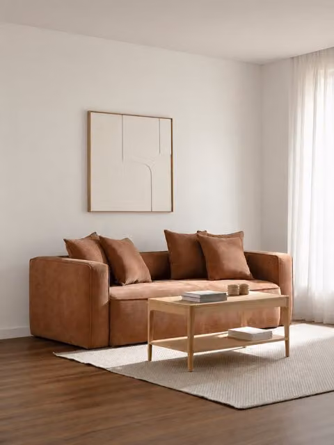 Divano letto 3 posti Livorno Kenay Home color terracotta in tessuto con funzione letto e seduta sollevabile