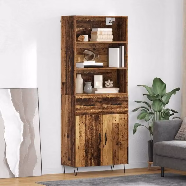Credenza Buffet Armadio da Cucina in Stile Industrial vidaXL in Legno e Metallo Marrone L: 69,5 cm, P: 34 cm, H: 180 cm