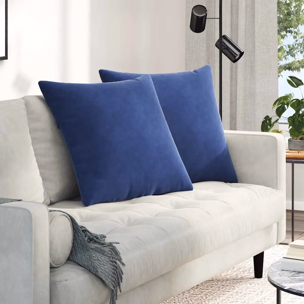 Set di 2 cuscini da divano quadrati vidaXL in tessuto a coste blu, L 60 cm x P 60 cm