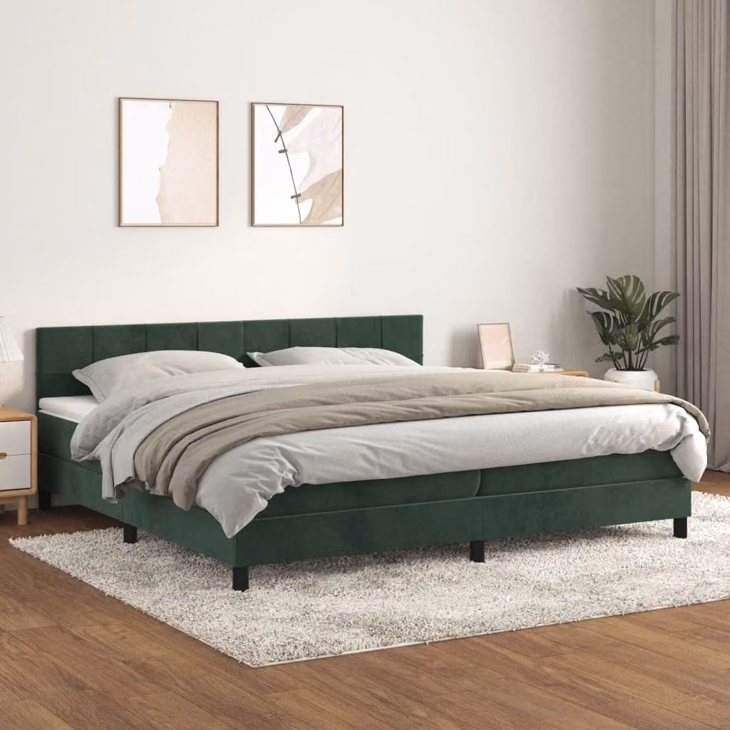 Maison Exclusive - Giroletto a Molle con Materasso Verde Scuro 200x200 cm Velluto