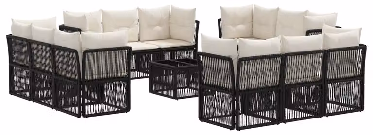 Set Divano da Giardino 13 pcs Nero polyrattan