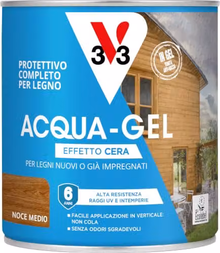 V33 Protettivo Completo per Legno Acquagel Noce Medio 0,75L